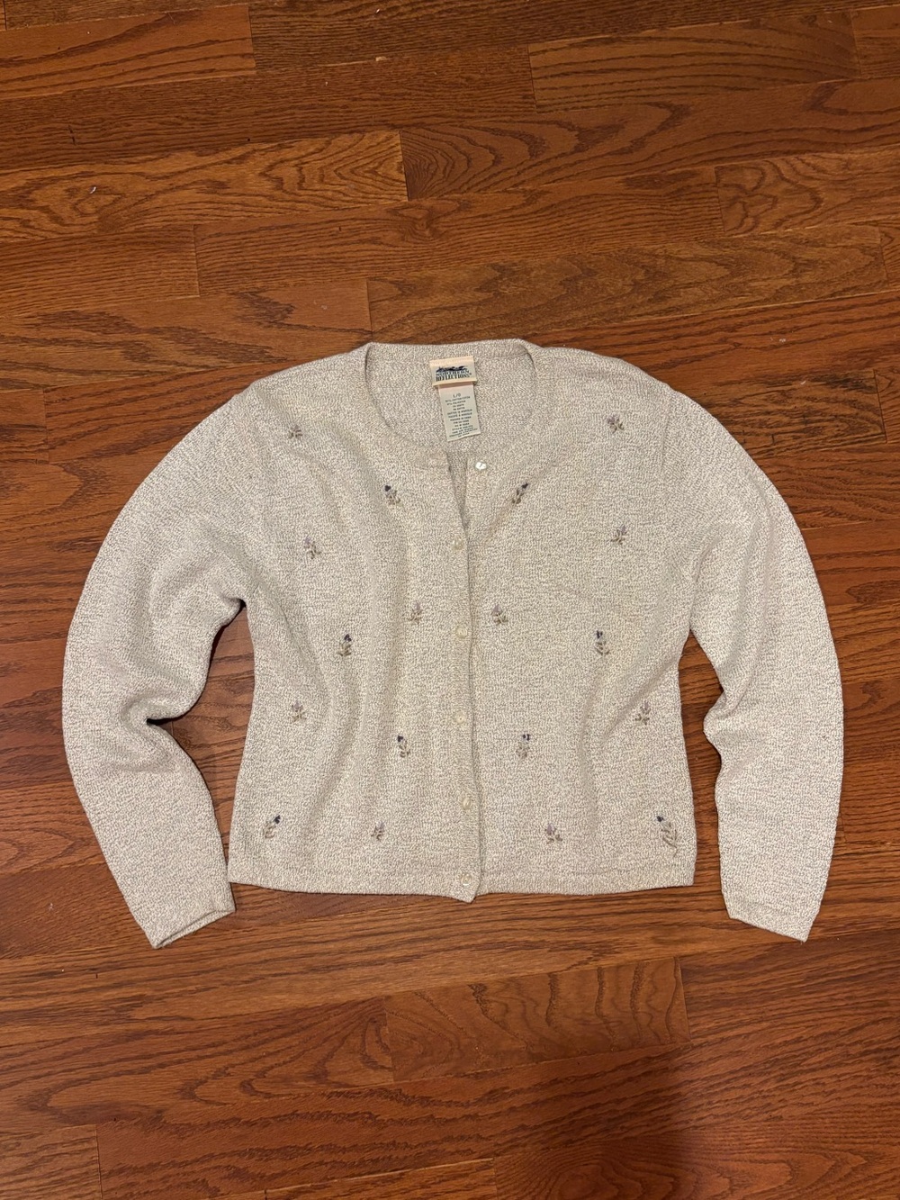 Northern Reflections Cream Embroidered Button-Front Cardigan